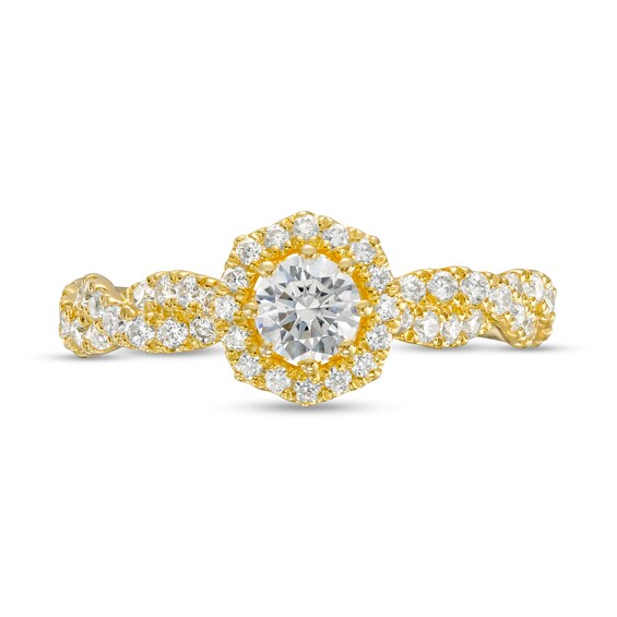 3/4 CT. T.w. Diamond Frame Twist Shank Engagement Ring in 14K Gold (I/I2)
