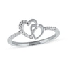Thumbnail Image 1 of 1/20 CT. T.W. Diamond Intertwined Double Heart Ring in Sterling Silver