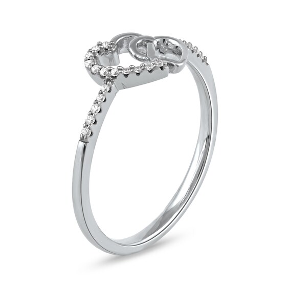 1/20 CT. T.w. Diamond Intertwined Double Heart Ring in Sterling Silver