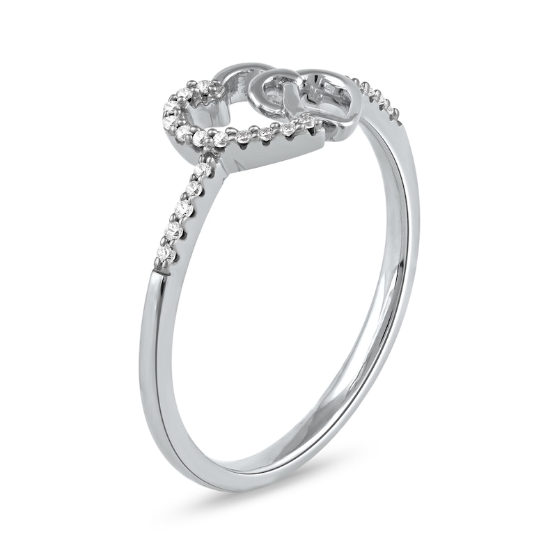 Main Image 2 of 1/20 CT. T.W. Diamond Intertwined Double Heart Ring in Sterling Silver