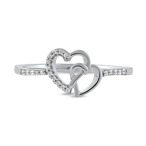 1/20 CT. T.w. Diamond Intertwined Double Heart Ring in Sterling Silver