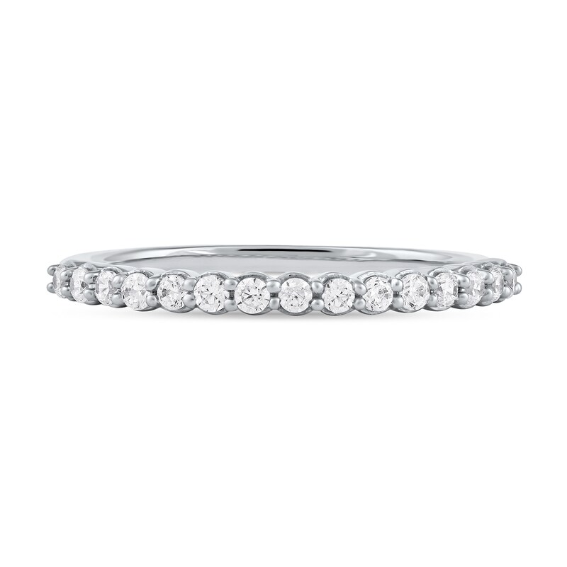 Main Image 3 of 1/4 CT. T.W. Diamond Scallop Edge Stackable Band in 10K White Gold