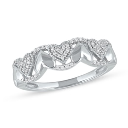 Zales 1/20 Ct. T.W. Diamond Alternating Infinity Loop and Heart Bracelet in Sterling Silver – 7.25