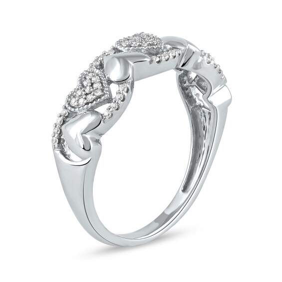 1/6 CT. T.w. Diamond Alternating Heart Ring in 10K White Gold