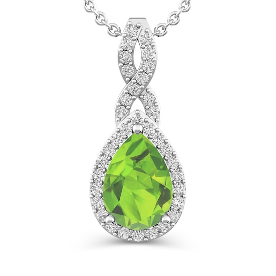 Pear-Shaped Peridot and White Topaz Pendant (3 Stones)
