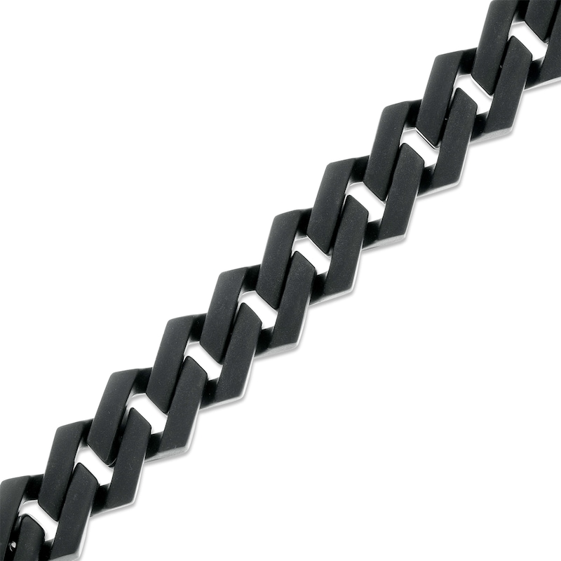 Main Image 1 of 1/2 CT. T.W. Square-Shaped Black Multi-Diamond Bracelet in Stainless Steel with Black Ion Plate – 8.75"