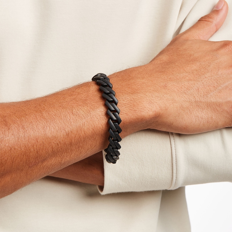 Main Image 2 of 1/2 CT. T.W. Square-Shaped Black Multi-Diamond Bracelet in Stainless Steel with Black Ion Plate – 8.75"