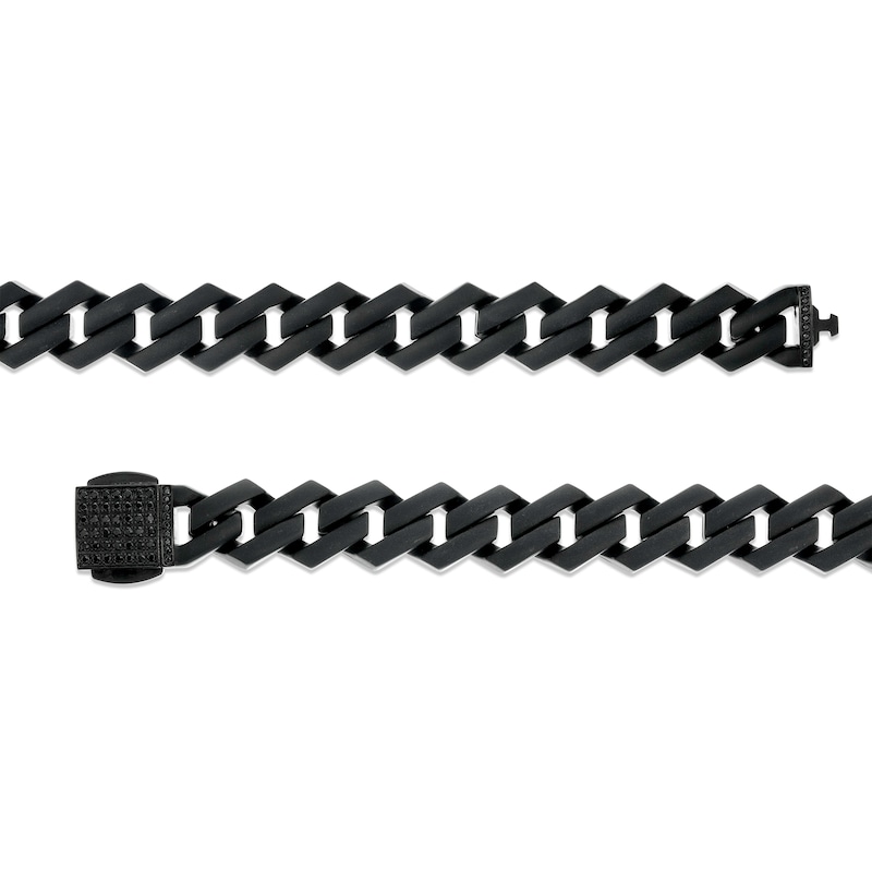 Main Image 3 of 1/2 CT. T.W. Square-Shaped Black Multi-Diamond Bracelet in Stainless Steel with Black Ion Plate – 8.75"