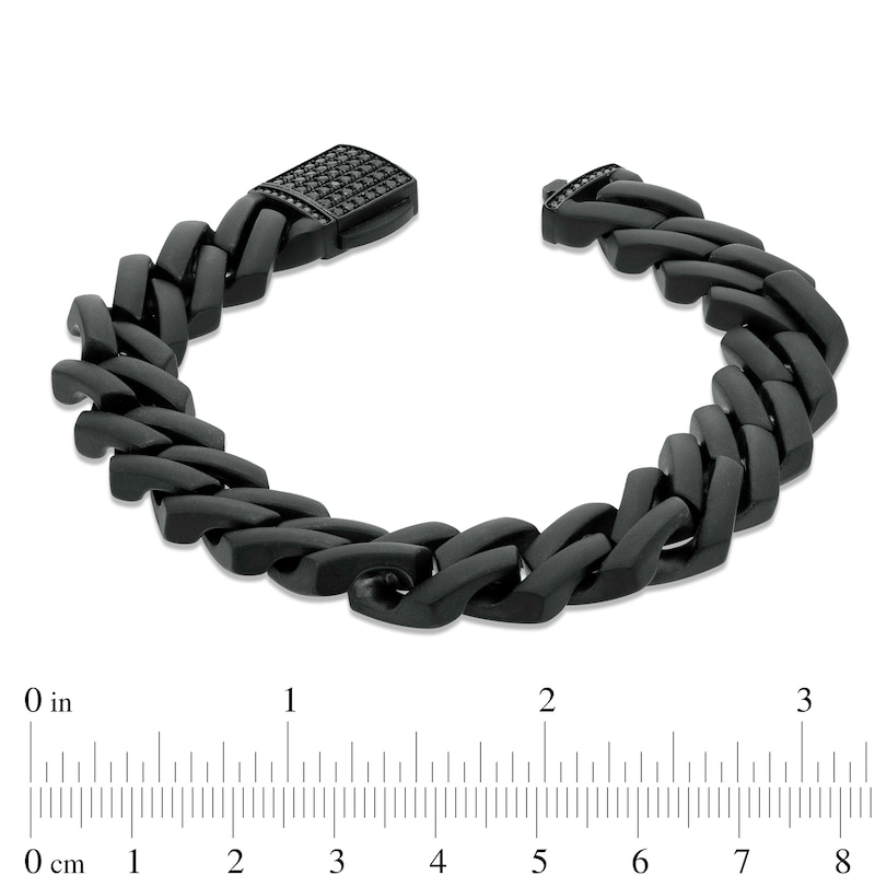 Main Image 4 of 1/2 CT. T.W. Square-Shaped Black Multi-Diamond Bracelet in Stainless Steel with Black Ion Plate – 8.75"