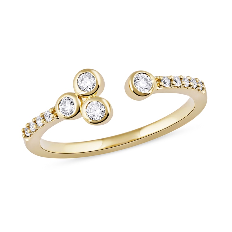 Main Image 1 of 1/5 CT. T.W. Diamond Lined Shank Bezel Open Ring in 10K Gold