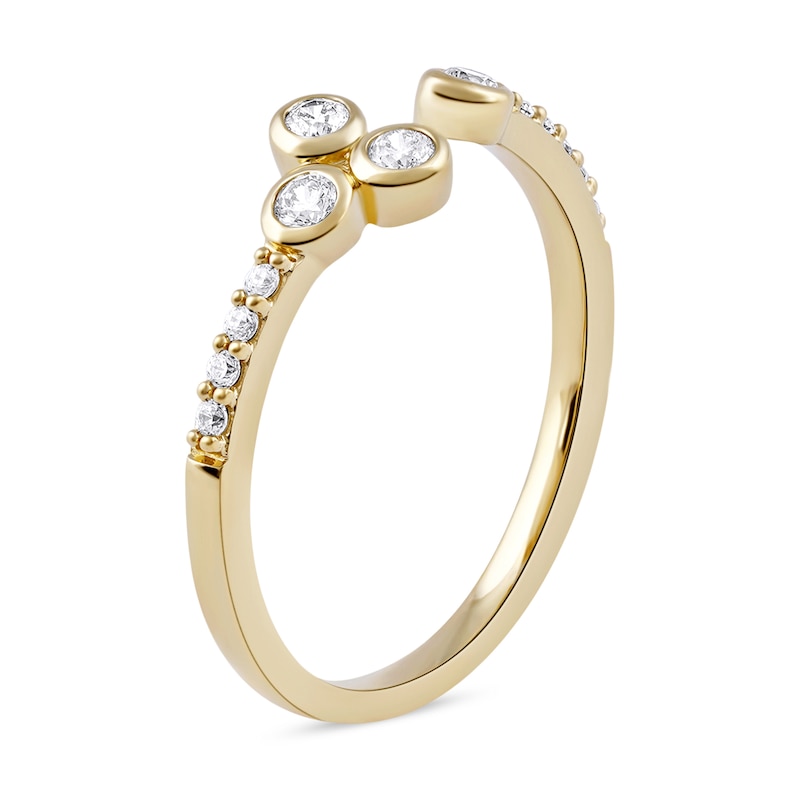 Main Image 2 of 1/5 CT. T.W. Diamond Lined Shank Bezel Open Ring in 10K Gold