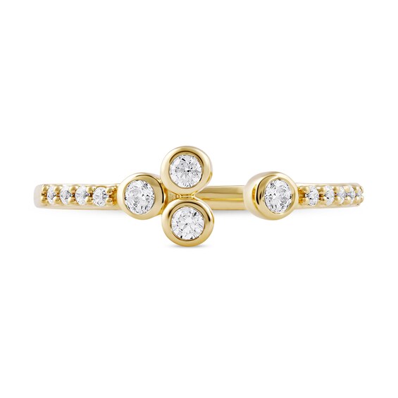 1/5 CT. T.w. Diamond Lined Shank Bezel Open Ring in 10K Gold