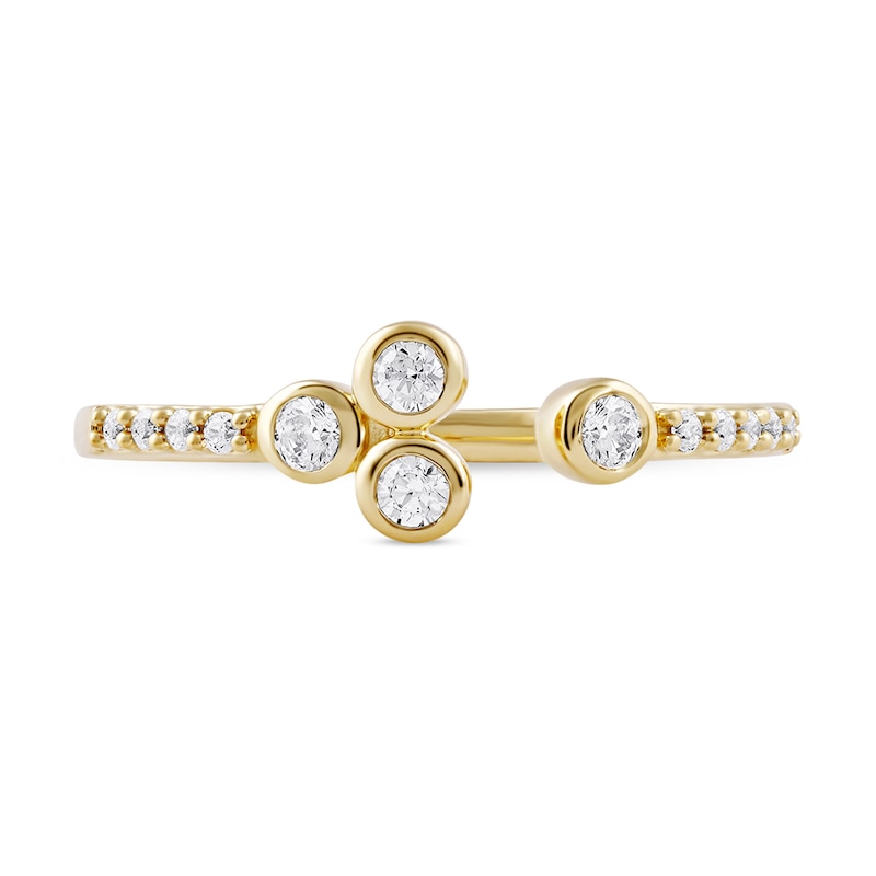 Main Image 3 of 1/5 CT. T.W. Diamond Lined Shank Bezel Open Ring in 10K Gold