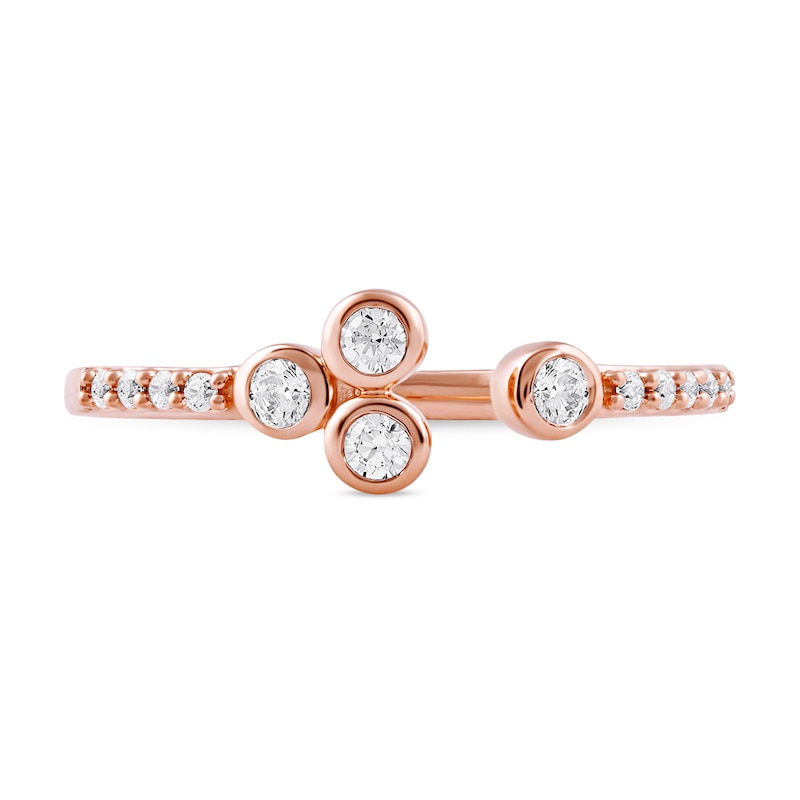 Main Image 3 of 1/5 CT. T.W. Diamond Lined Shank Bezel Open Ring in 10K Rose Gold