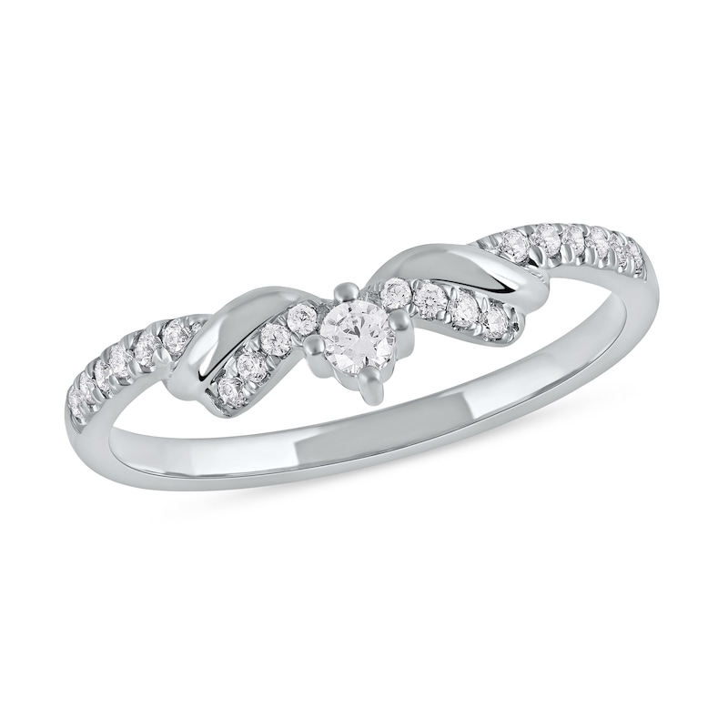 Main Image 1 of 1/6 CT. T.W. Diamond Ribbon Layered Ring in 10K White Gold