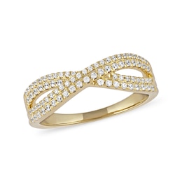 1/3 CT. T.W. Diamond Double Row Crossover Ring in 14K Gold