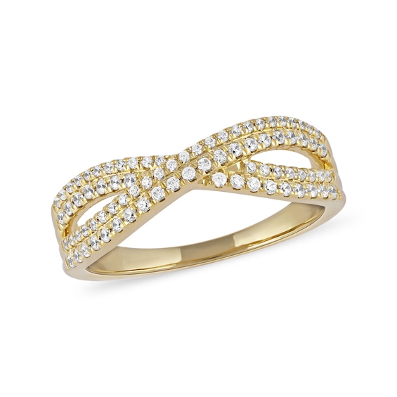 1/3 CT. T.w. Diamond Double Row Crossover Ring in 14K Gold