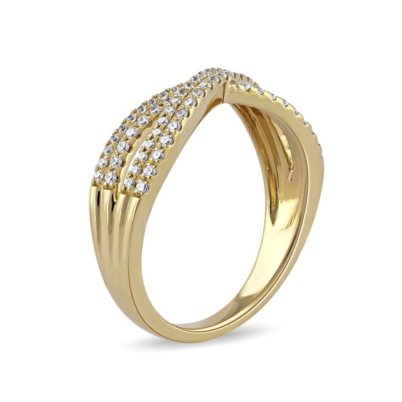 1/3 CT. T.w. Diamond Double Row Crossover Ring in 14K Gold