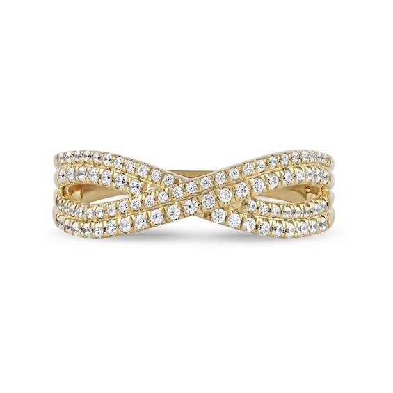 1/3 CT. T.w. Diamond Double Row Crossover Ring in 14K Gold