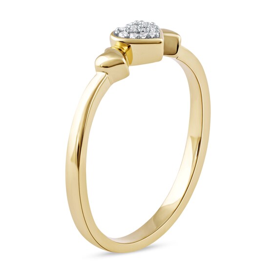 Multi-Diamond Accent Heart Trio Ring in 10K Gold