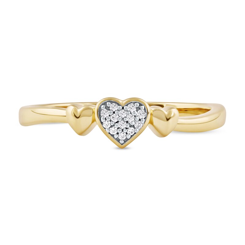 Main Image 3 of Multi-Diamond Accent Heart Trio Ring in 10K Gold