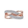 Thumbnail Image 3 of 1/3 CT. T.W. Diamond Double Row Woven Crossover Ring in 14K Rose Gold