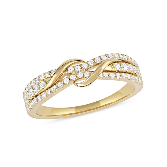 1/3 CT. T.w. Diamond Double Wrapped Wave Ring in 10K Gold