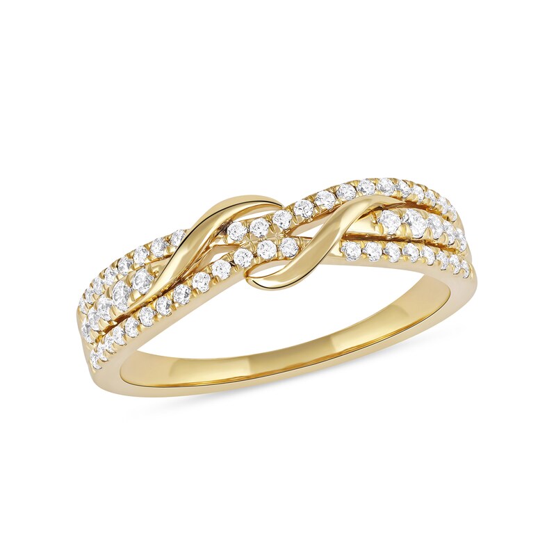Main Image 1 of 1/3 CT. T.W. Diamond Double Wrapped Wave Ring in 10K Gold