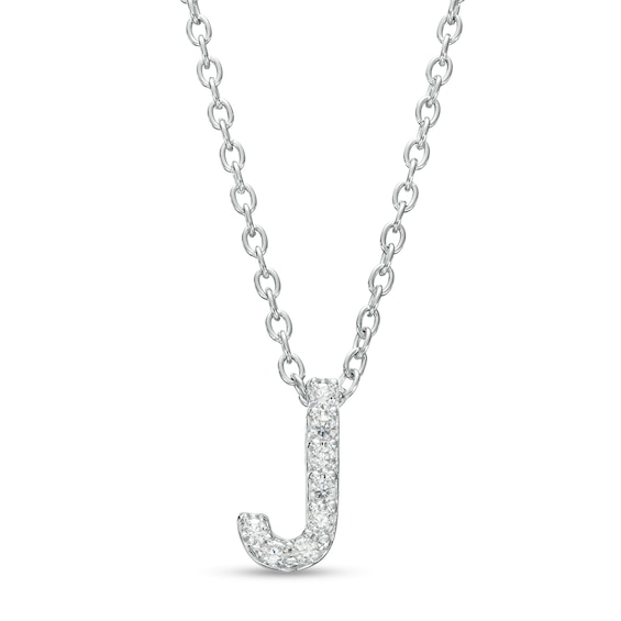 1/15 CT. T.w. Diamond "J" Initial Pendant in 10K White Gold
