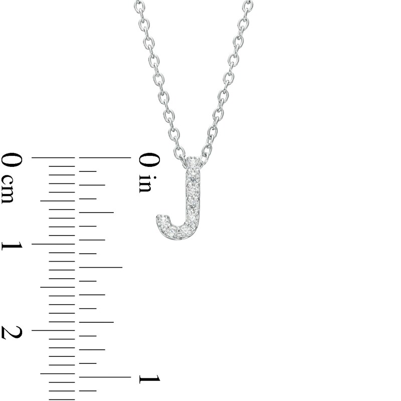 Main Image 3 of 1/15 CT. T.W. Diamond "J" Initial Pendant in 10K White Gold