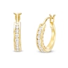 Thumbnail Image 1 of 1/2 CT. T.W. Diamond Seven Stone Hoop Earrings in 14K Gold