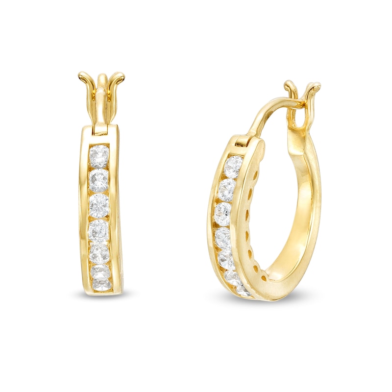 Main Image 1 of 1/2 CT. T.W. Diamond Seven Stone Hoop Earrings in 14K Gold