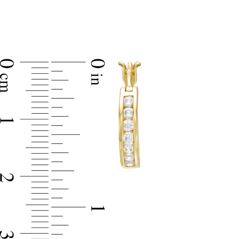 Main Image 3 of 1/2 CT. T.W. Diamond Seven Stone Hoop Earrings in 14K Gold