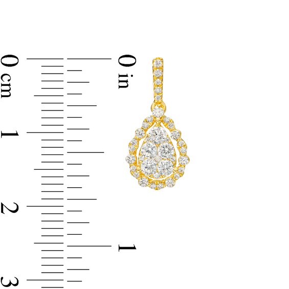 3/4 CT. T.w. Pear-Shaped Multi-Diamond Open Scallop Edge Frame Drop Earrings in 10K Gold