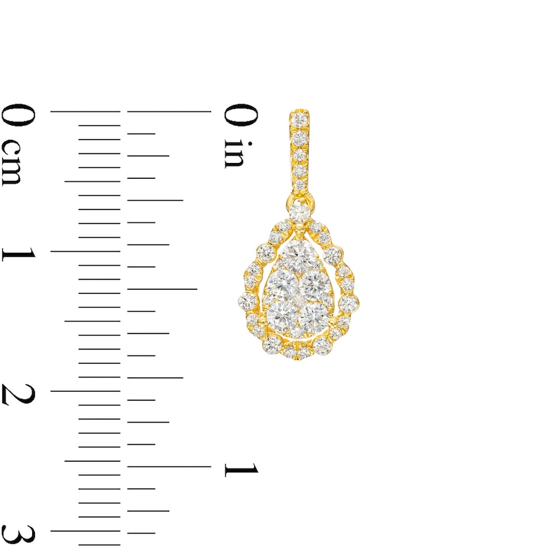 Main Image 3 of 3/4 CT. T.W. Pear-Shaped Multi-Diamond Open Scallop Edge Frame Drop Earrings in 10K Gold