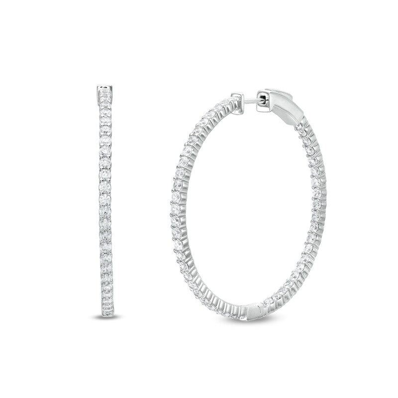 Main Image 1 of 3 CT. T.W. Diamond Inside-Out Hoop Earrings in 14K White Gold