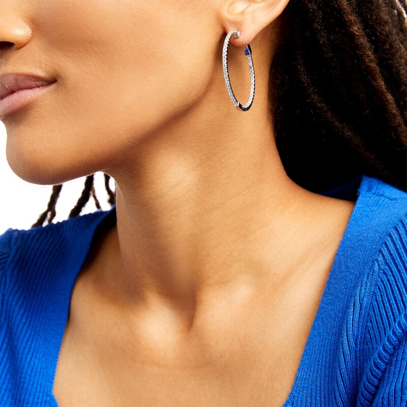 Main Image 2 of 3 CT. T.W. Diamond Inside-Out Hoop Earrings in 14K White Gold