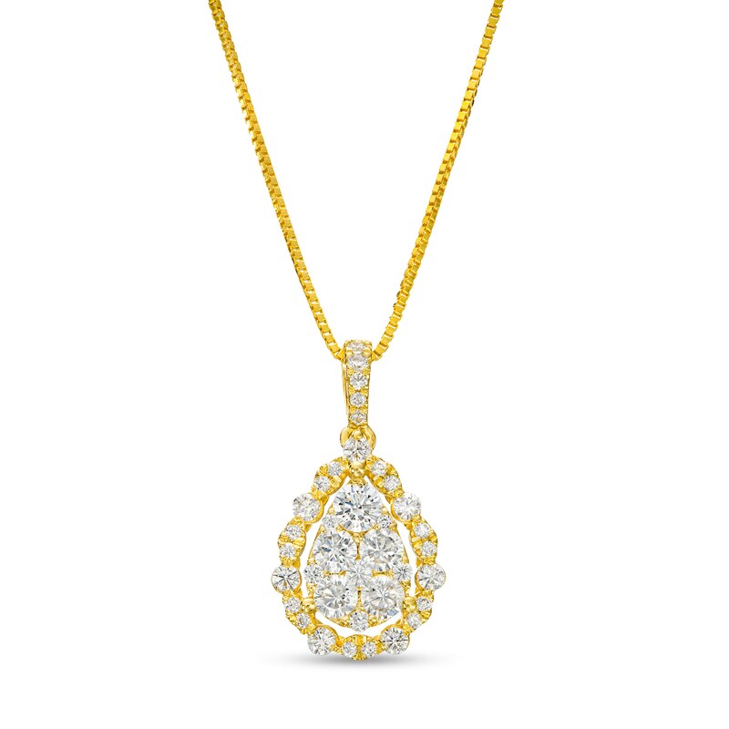 Main Image 1 of 1/2 CT. T.W. Pear-Shaped Multi-Diamond Open Scallop Edge Frame Pendant in 10K Gold