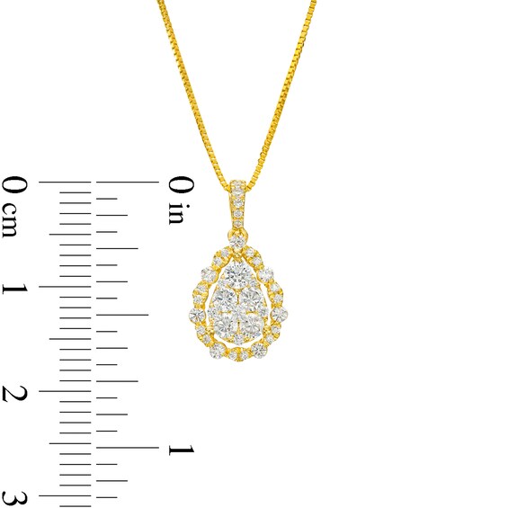 1/2 CT. T.w. Pear-Shaped Multi-Diamond Open Scallop Edge Frame Pendant in 10K Gold