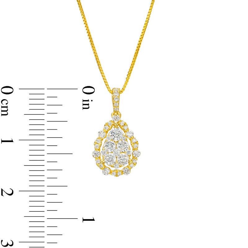 Main Image 3 of 1/2 CT. T.W. Pear-Shaped Multi-Diamond Open Scallop Edge Frame Pendant in 10K Gold