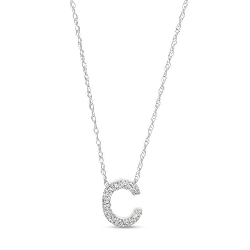 Main Image 1 of 1/15 CT. T.W. Diamond "C" Initial Pendant in 10K White Gold