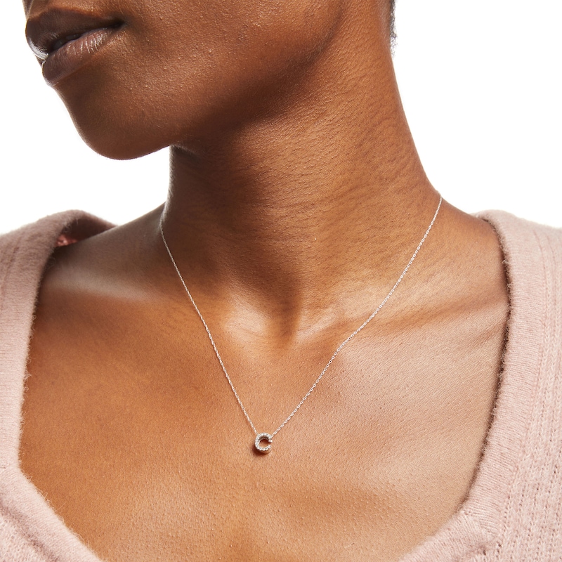Main Image 2 of 1/15 CT. T.W. Diamond "C" Initial Pendant in 10K White Gold