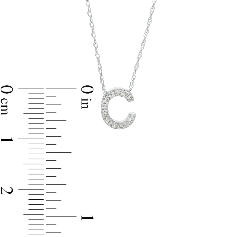 Main Image 3 of 1/15 CT. T.W. Diamond "C" Initial Pendant in 10K White Gold