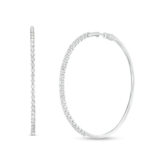 4 CT. T.w. Diamond Hoop Earrings in 10K White Gold