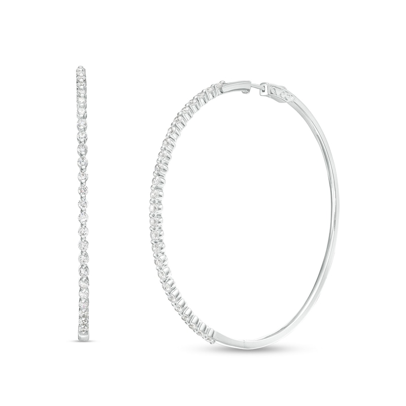 4 CT. T.W. Diamond Hoop Earrings in 10K White Gold