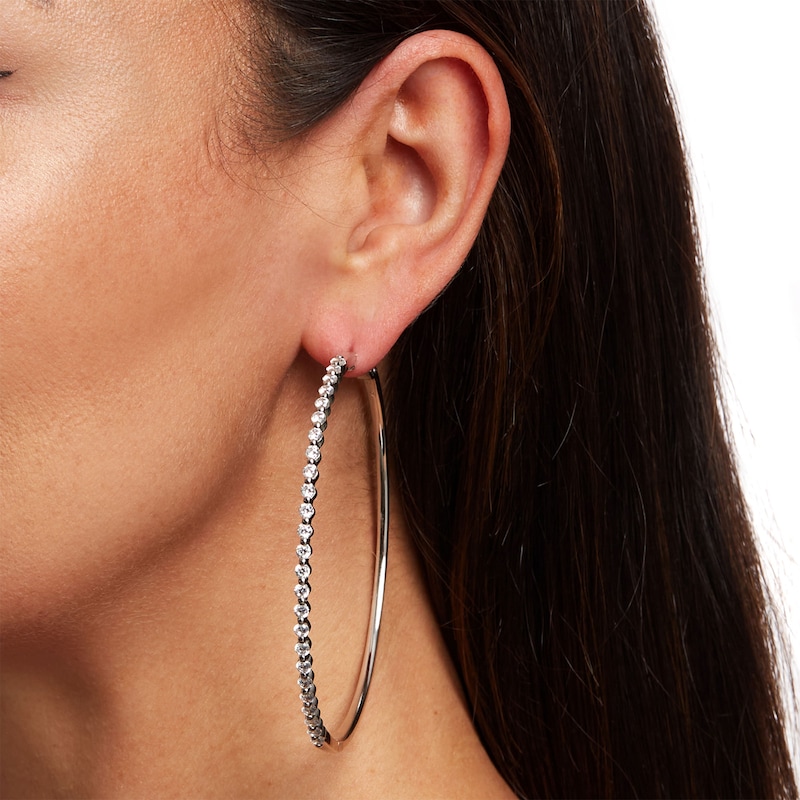 4 CT. T.W. Diamond Hoop Earrings in 10K White Gold