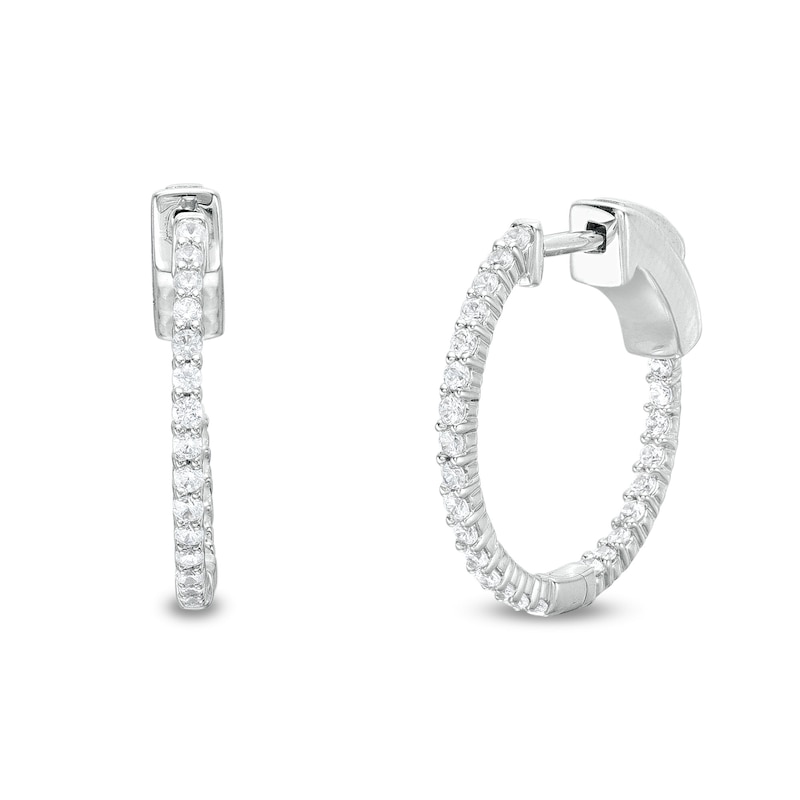 Main Image 1 of 1 CT. T.W. Diamond Inside-Out Hoop Earrings in 14K White Gold