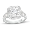 Thumbnail Image 1 of 1-3/4 CT. T.W. Diamond Double Cushion-Shaped Frame Vintage-Style Engagement Ring in 14K White Gold (I/I1)
