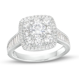 1-3/4 CT. T.W. Diamond Double Cushion-Shaped Frame Vintage-Style Engagement Ring in 14K White Gold (I/I1)