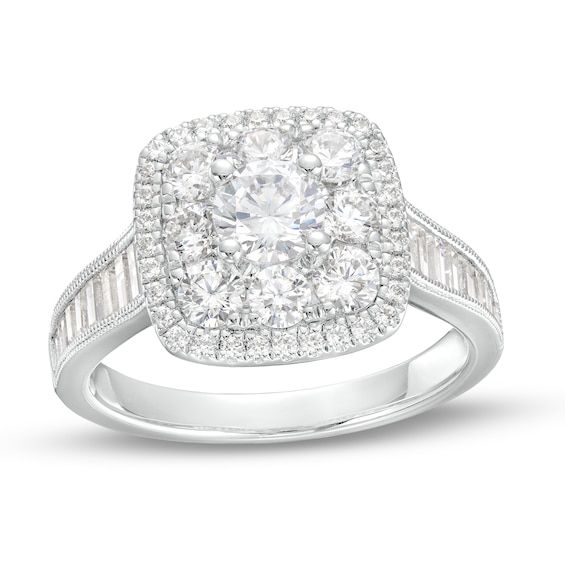 1-3/4 CT. T.w. Diamond Double Cushion-Shaped Frame Vintage-Style Engagement Ring in 14K White Gold (I/I1)